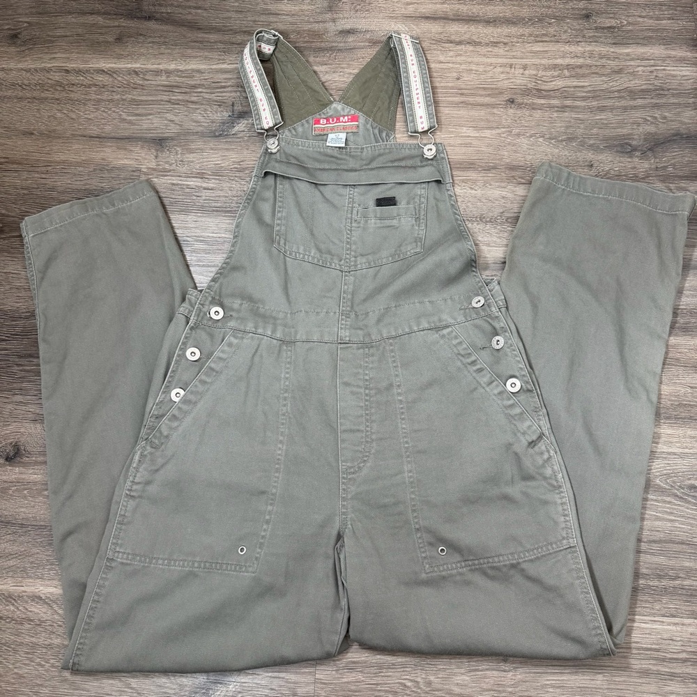 Vintage‎ 90s B.U.M Equipment Olive Carpenter Utility Overalls Workwear Medium